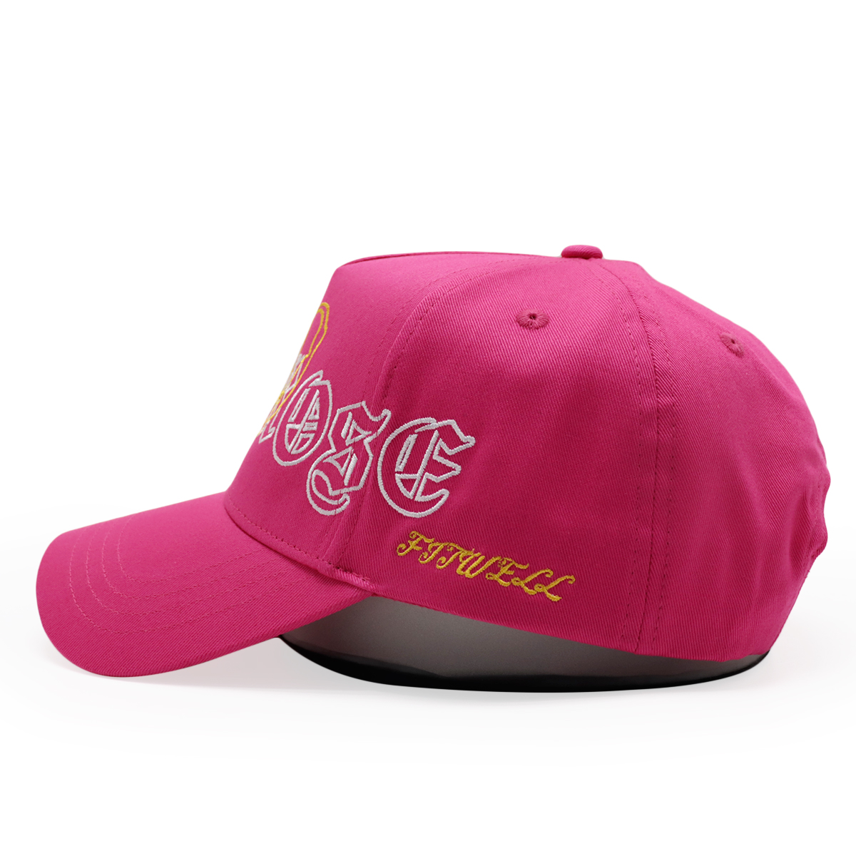 Embroidered Pink Rose Baseball Cap - Bold Gothic Style Hat