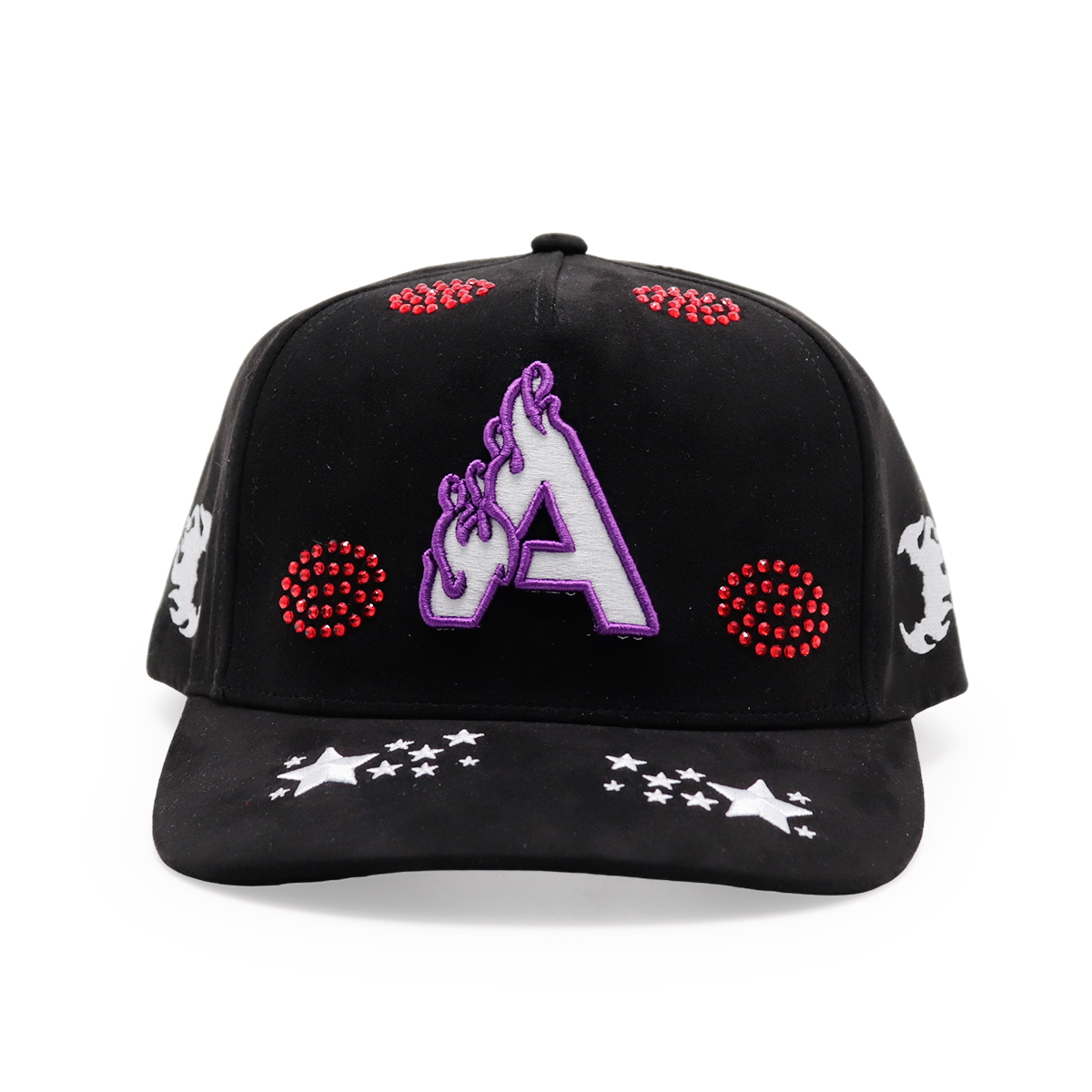 3D Embroidery Logo Black Baseball Caps, Flame & Star Pattern, Adjustable Unisex Hip-hop Cap (Los Angeles / Fitwell / A Letter)
