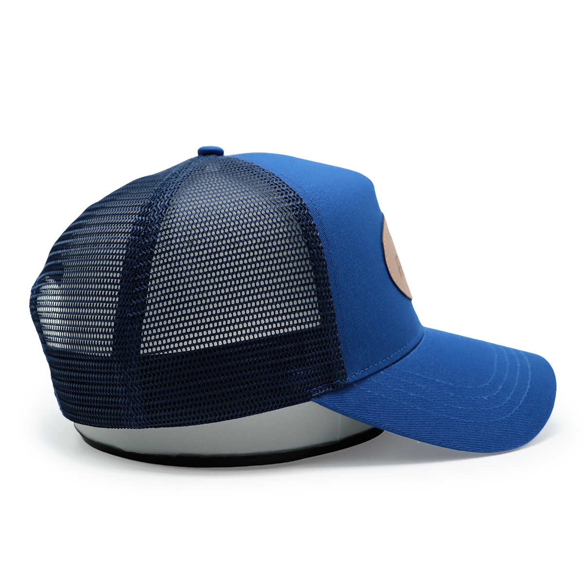 Custom Leather Patch Trucker Hat – Mesh Back Snapback Cap with Logo Badge