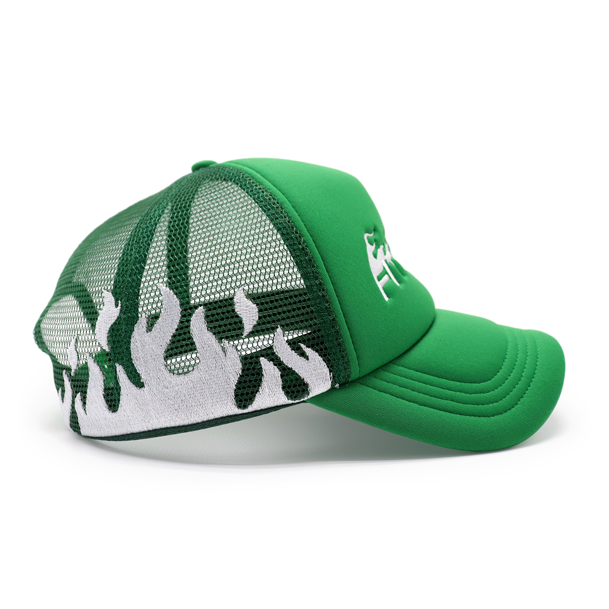 Fitwell Flame Embroidery Trucker Cap Adjustable Mesh Baseball Hat for Men and Women
