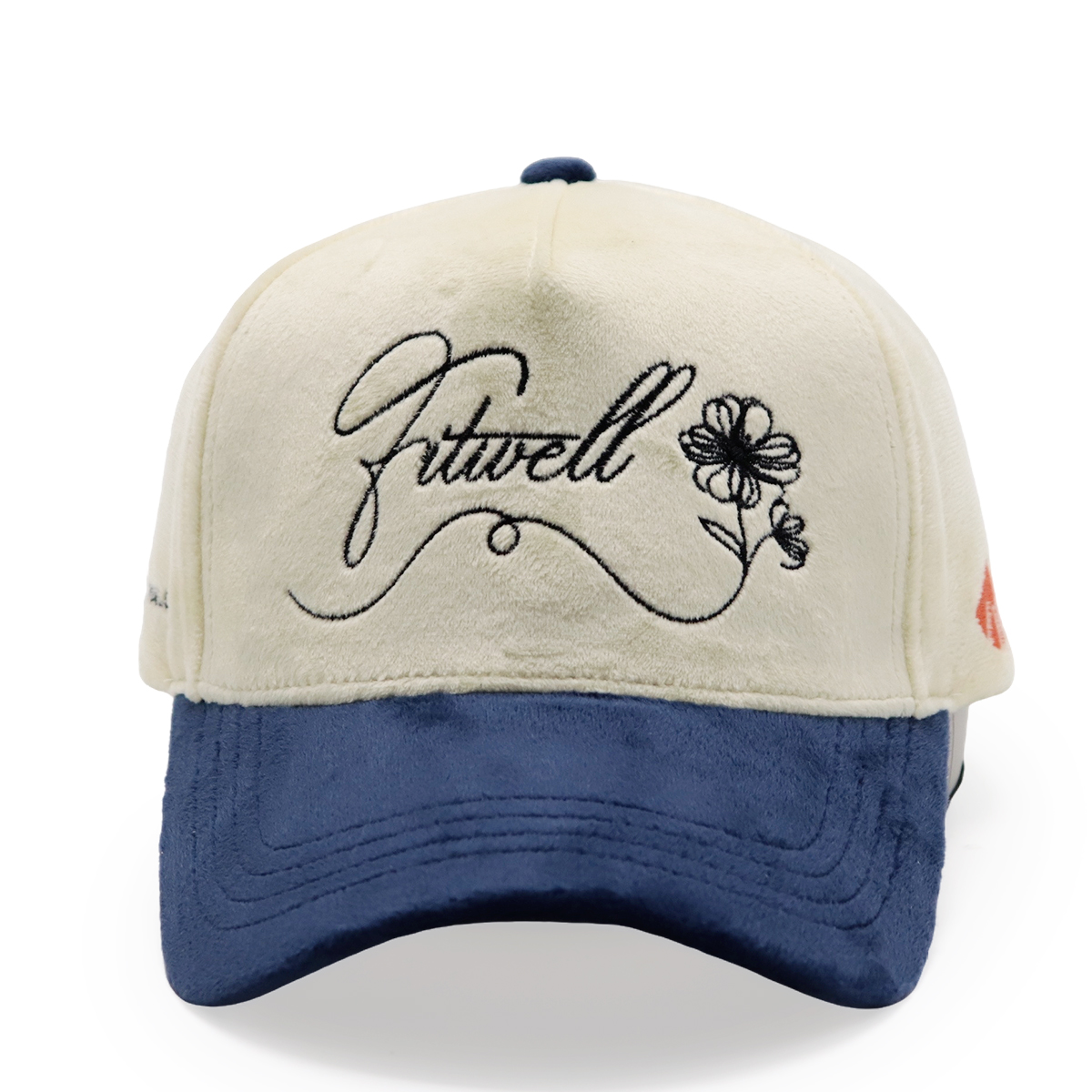 Velvet Embroidered Baseball Cap – Elegant Script & Floral Design, Unisex, Adjustable