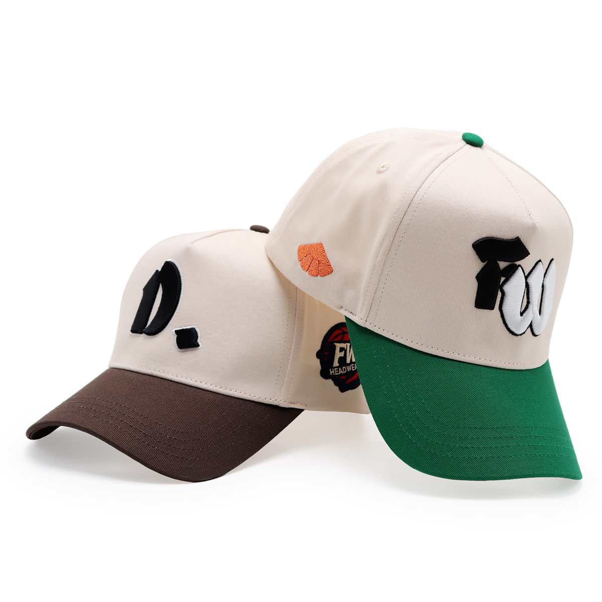 Embroidered Letter Baseball Cap – Retro Contrast Brim Snapback Hat, 3D Letter, Unisex