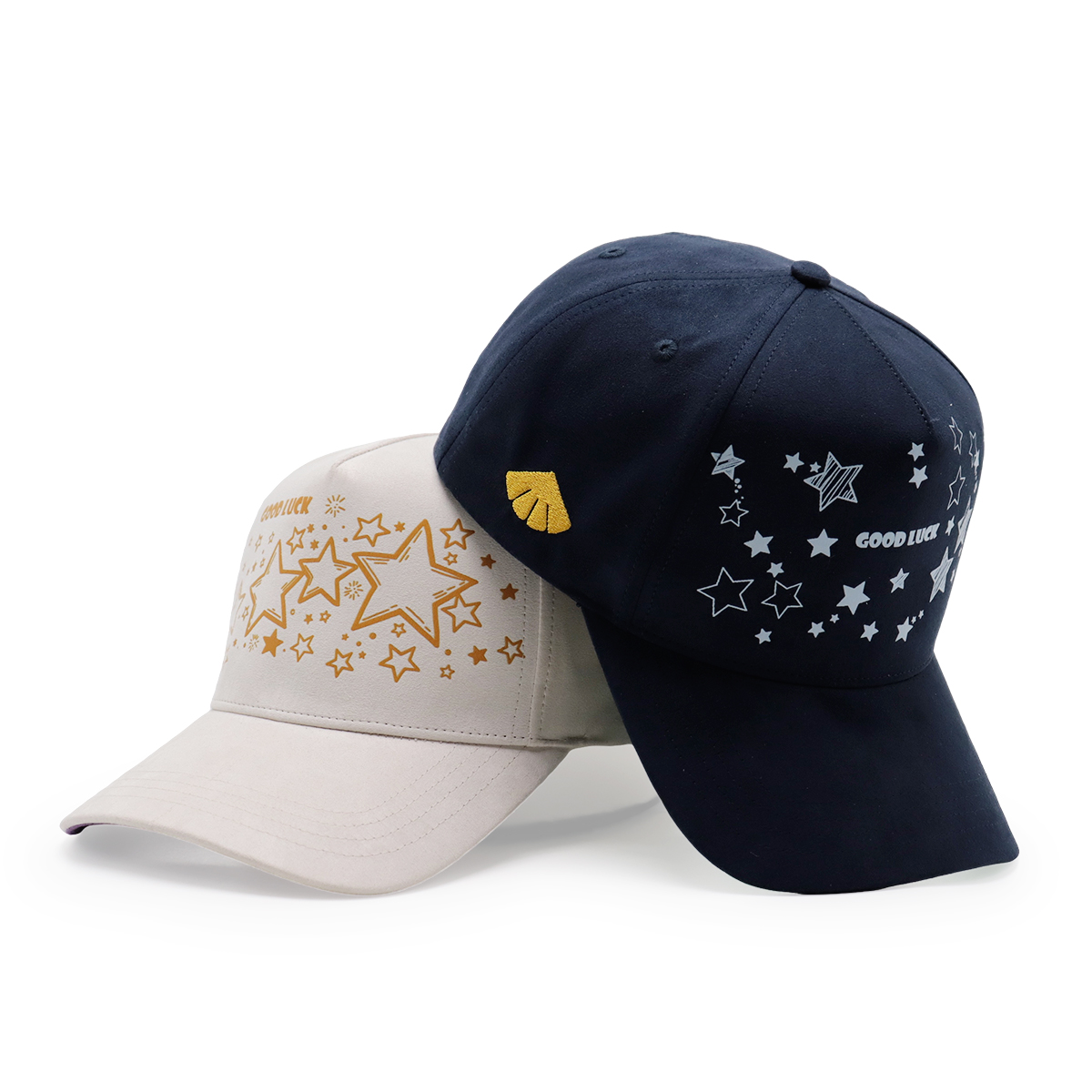 Suede Baseball Cap with English Heat Transfer Logo & Star Pattern, Adjustable Unisex Outdoor Sun Hat (Black/Beige)