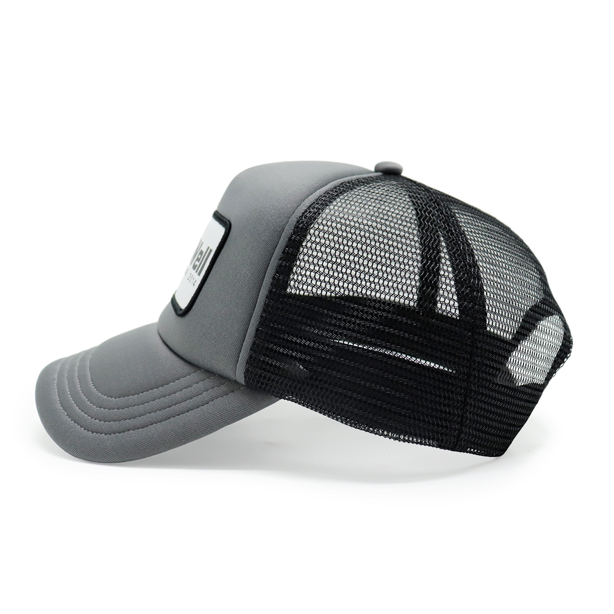 FitWell Headwear 2014 Grey Mesh Trucker Cap – Vintage Style Patch Hat
