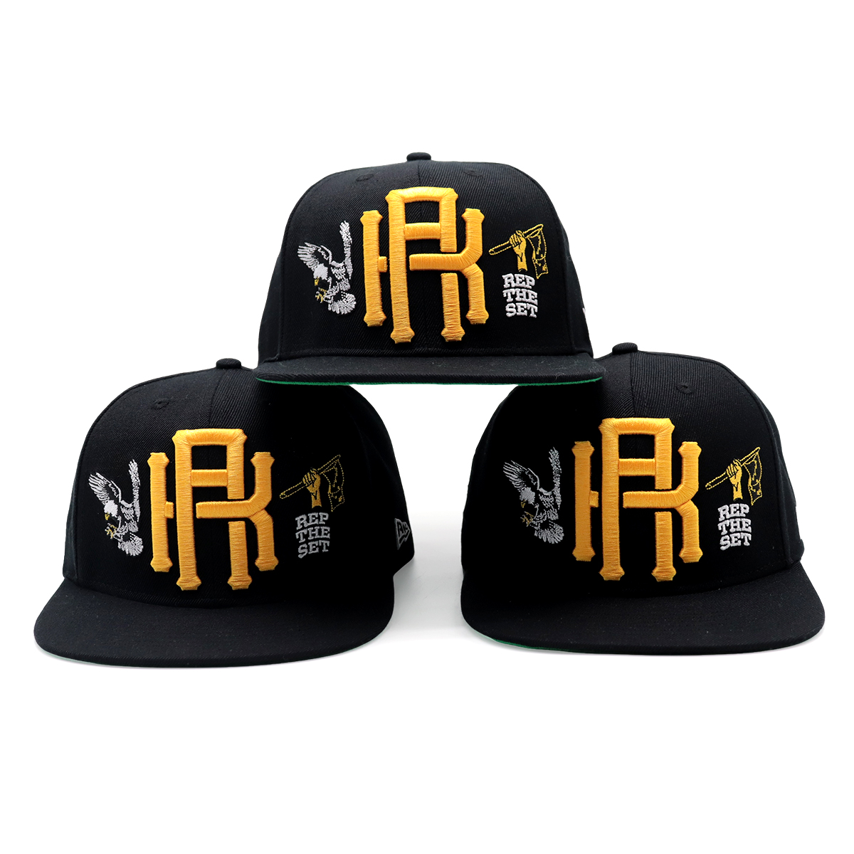 REP THE SET Flat Brim Snapback Cap – 3D Embroidered Streetwear Hat