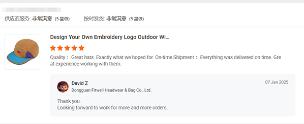 Feedback from our clients of Dongguan Fitwell Headwear Co., Ltd.