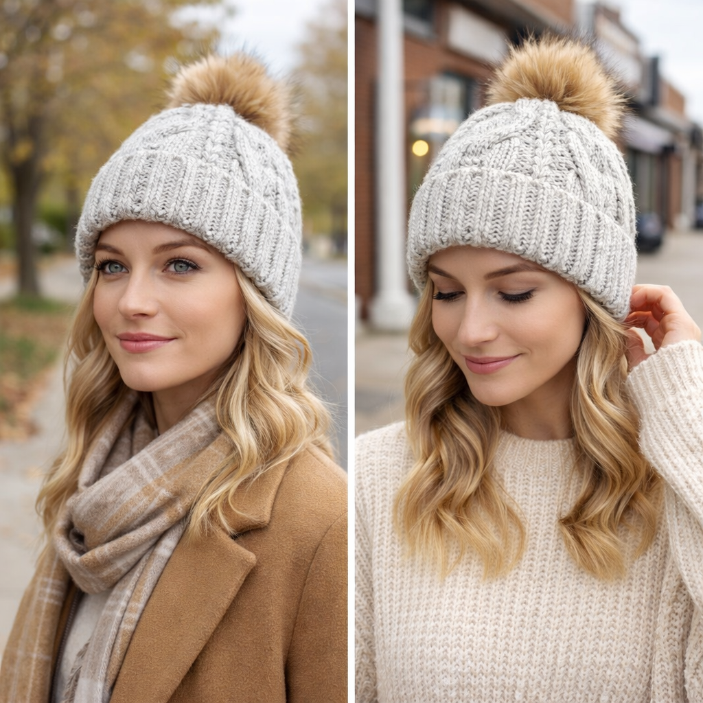 Winter Warm Knitted Pom Pom Hat for Women and Men