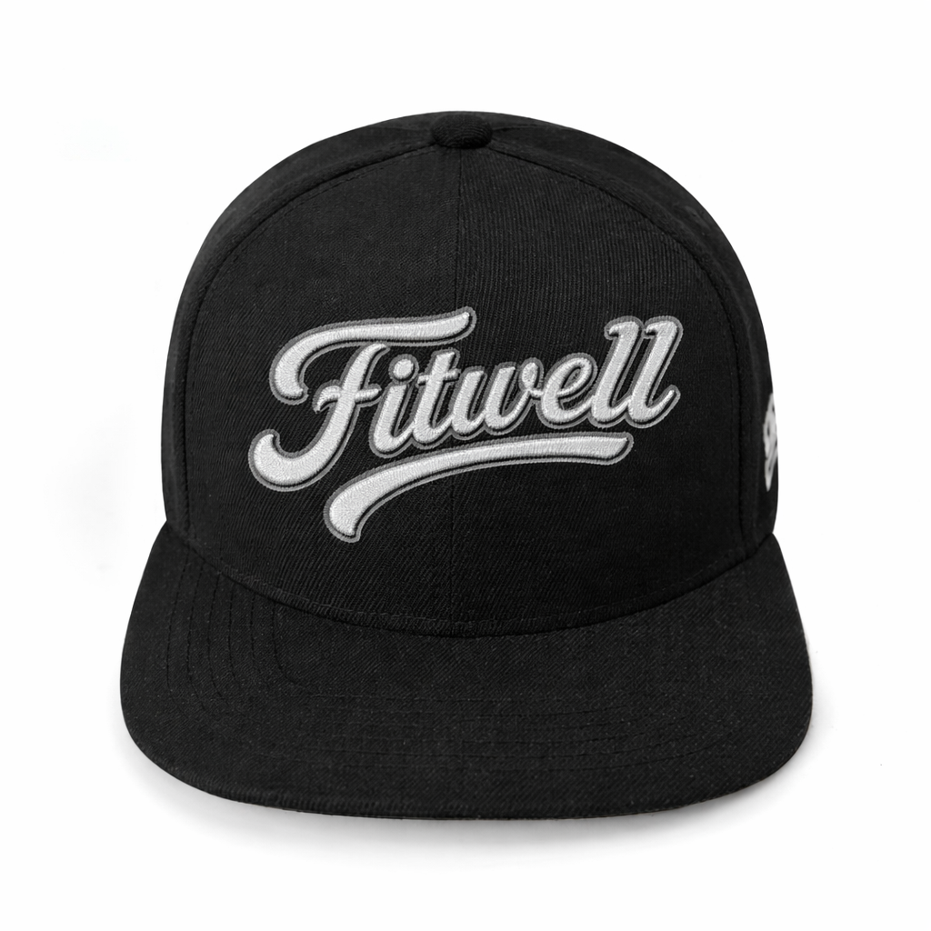 Black Aloha Script Embroidered Flat Brim Snapback Hat