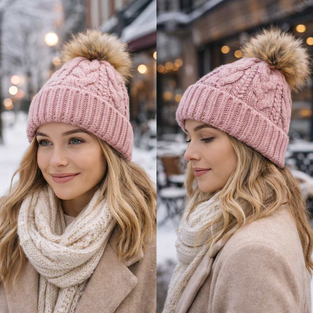 Winter Warm Knitted Pom Pom Hat for Women and Men