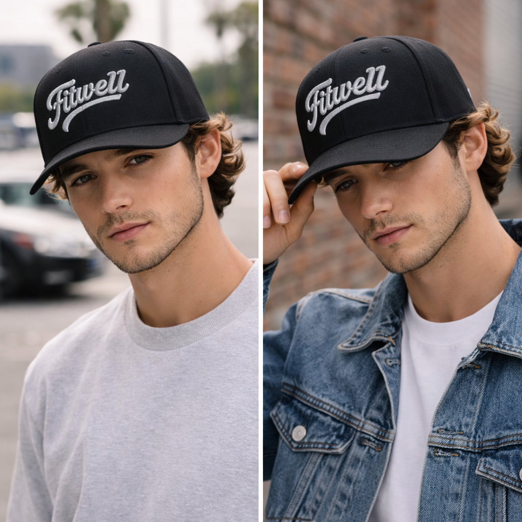 Black Aloha Script Embroidered Flat Brim Snapback Hat