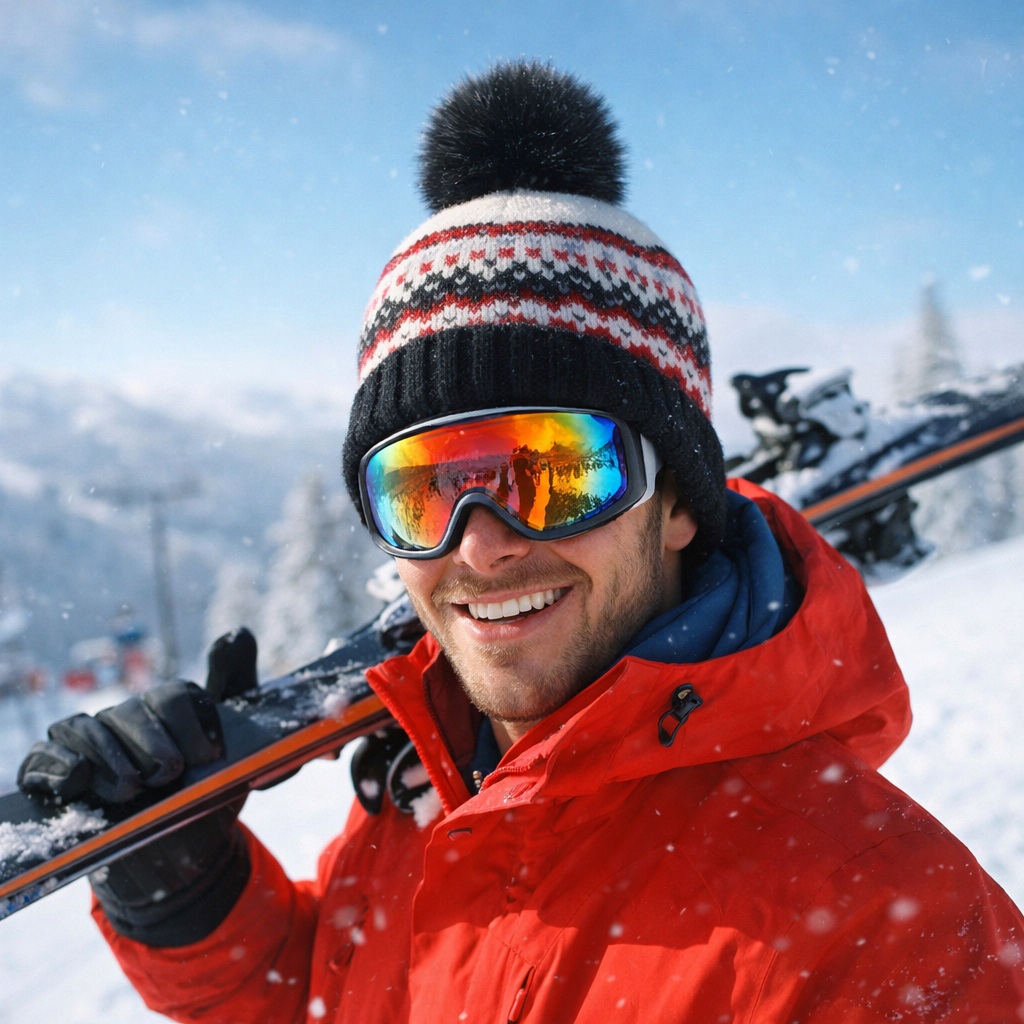 Winter Fair Isle Knitted Pom Pom Beanie Hat Warm Nordic Pattern Cap