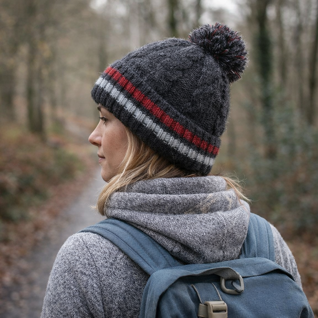 Women’s Winter Cable Knit Beanie with Pom Pom – Soft Warm Cuffed Hat