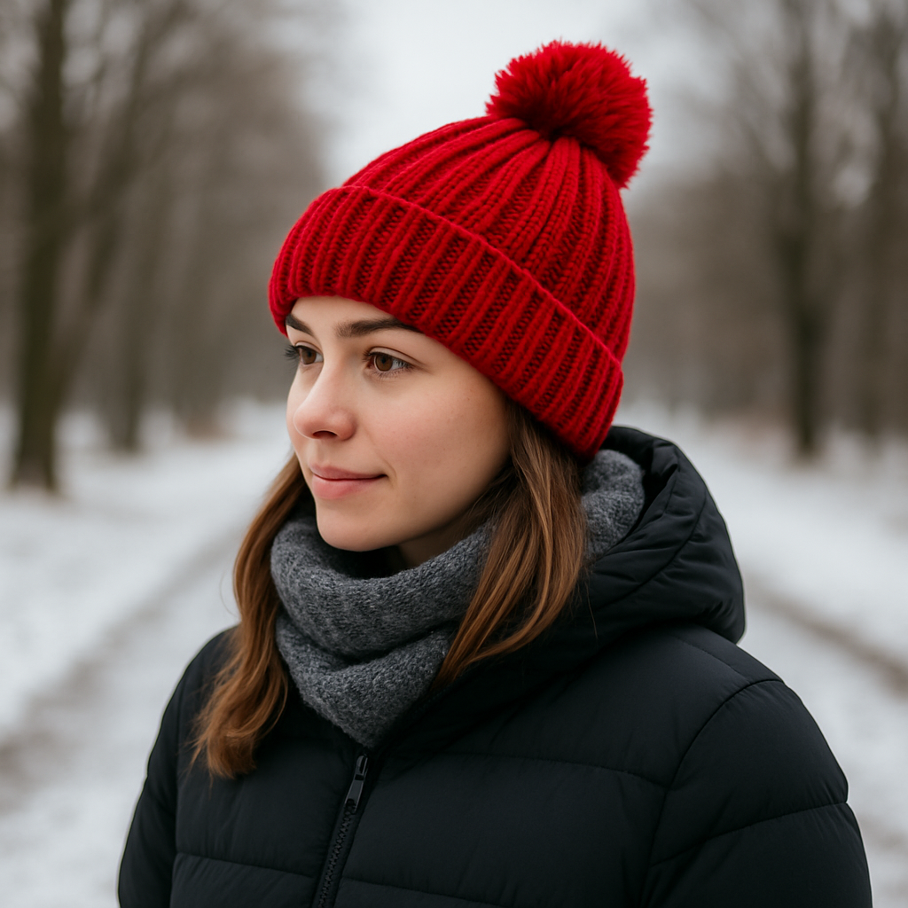 Warm Cable Knit Beanie with Faux Fur Pom