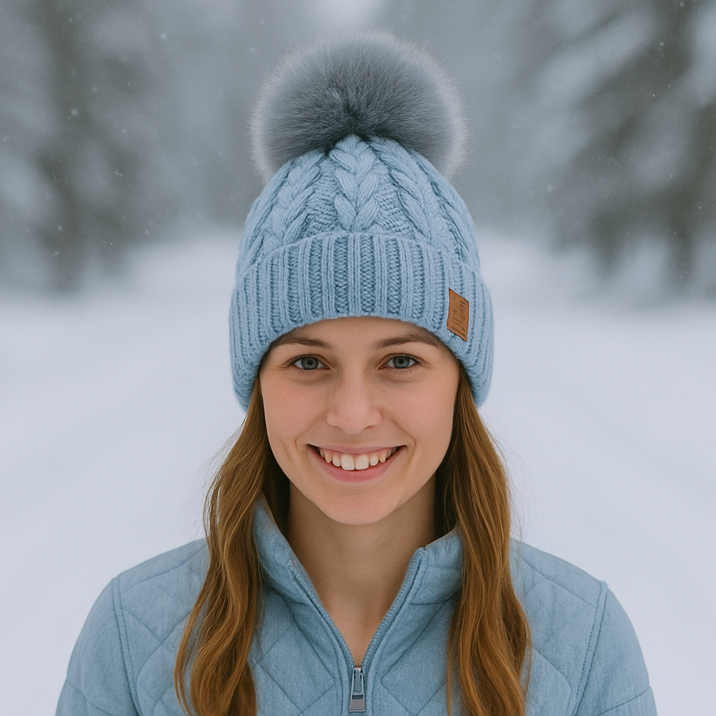 Winter Chunky Knit Beanie with Faux Fur Pom - Multiple Colors