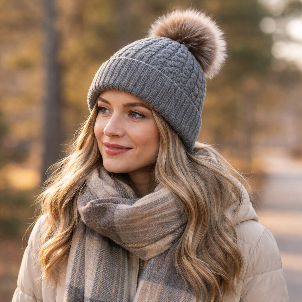 Winter Warm Pom Pom Knit Beanie Hat for Women & Men
