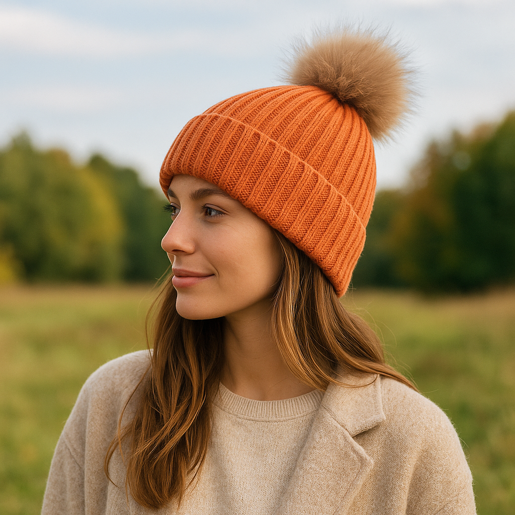 Warm Winter Knit Pom Pom Hat – Adult & Kid Matching Beanie Set