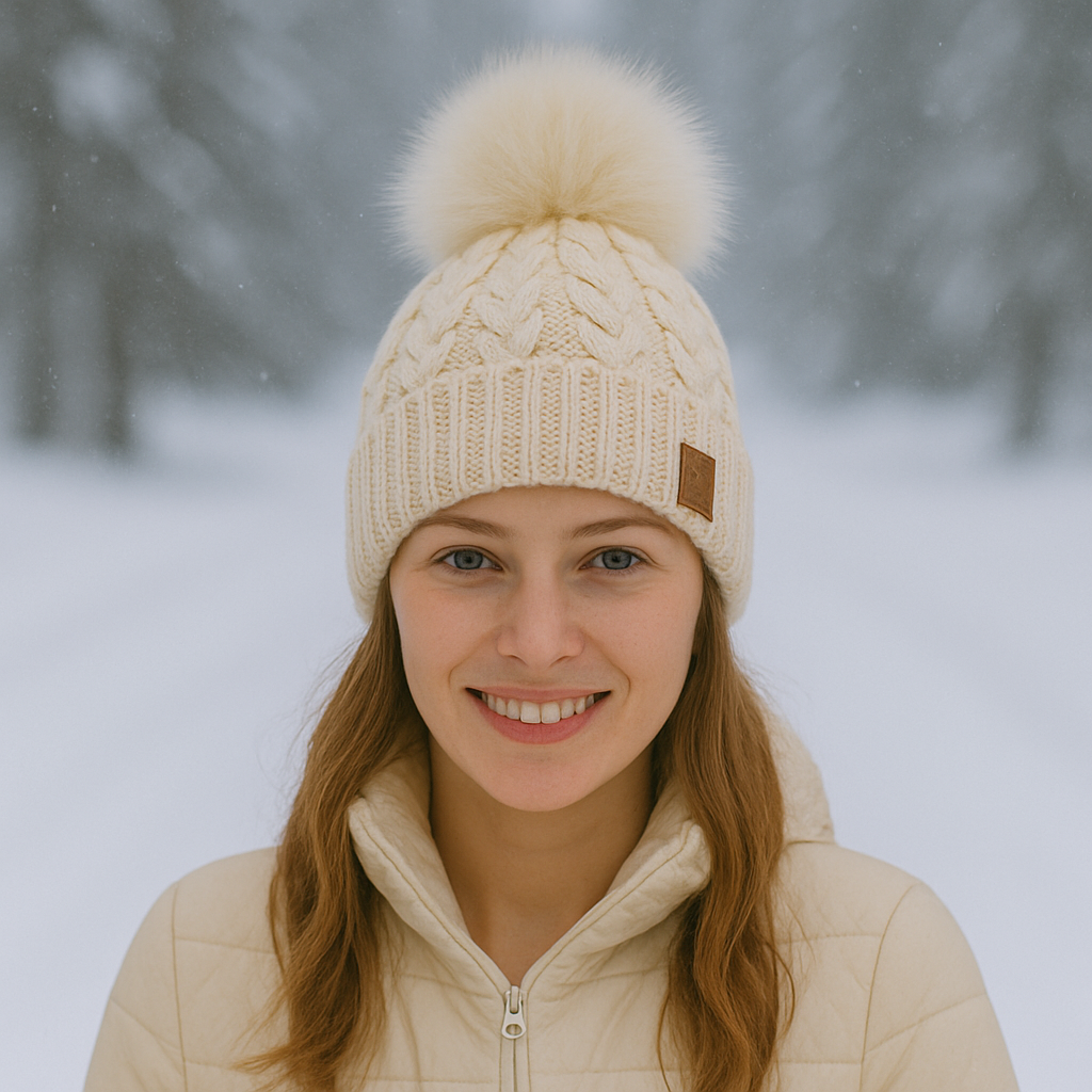 Winter Chunky Knit Beanie with Faux Fur Pom - Multiple Colors
