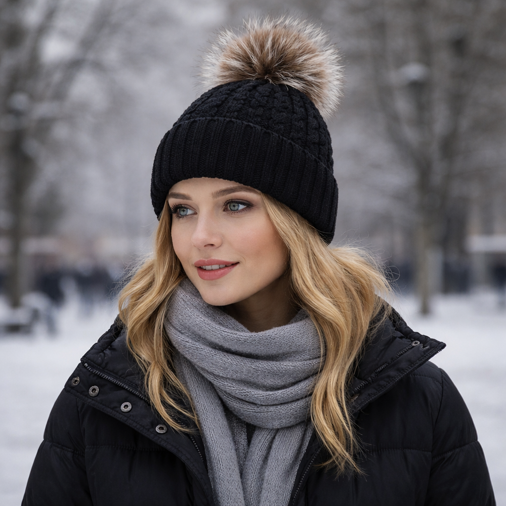 Winter Warm Pom Pom Knit Beanie Hat for Women & Men