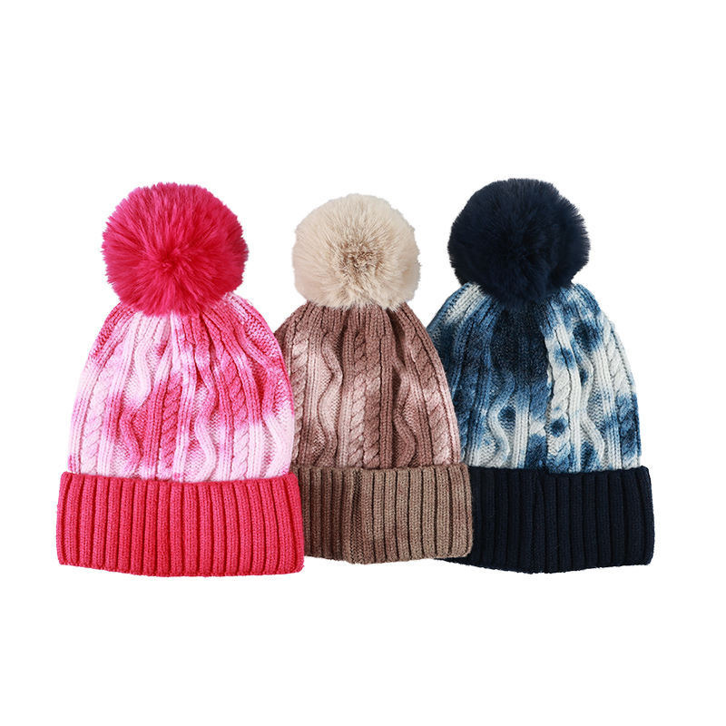 Winter Cable Knit Pom Pom Beanie Hat