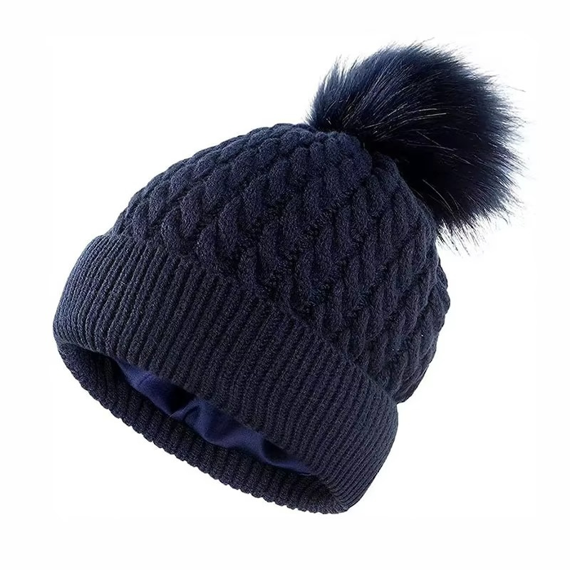 Warm Cable Knit Winter Pom Pom Hat – Unisex Snow Beanie Cap