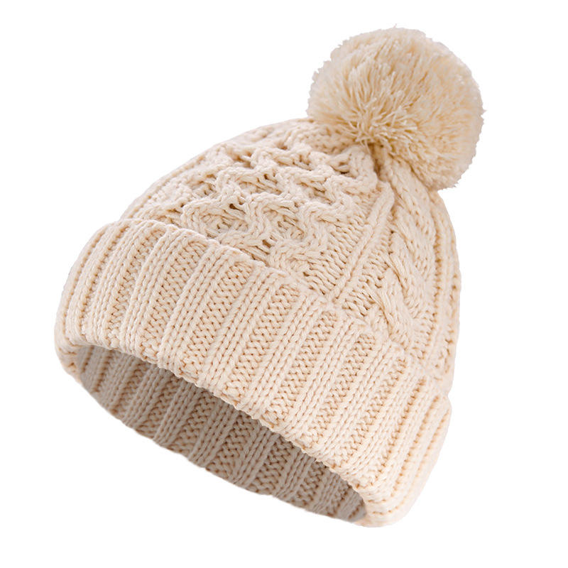 Winter Knit Pom Pom Beanie Hat – Soft Warm Cable Knit Hat for Adults