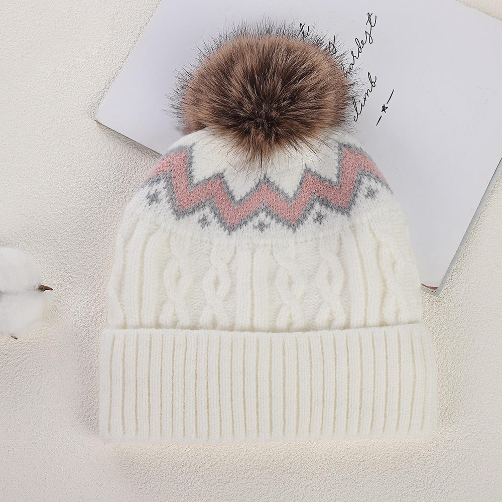 Winter Cable Knit Cuffed Beanie with Faux Fur Pom Pom for Women and Men