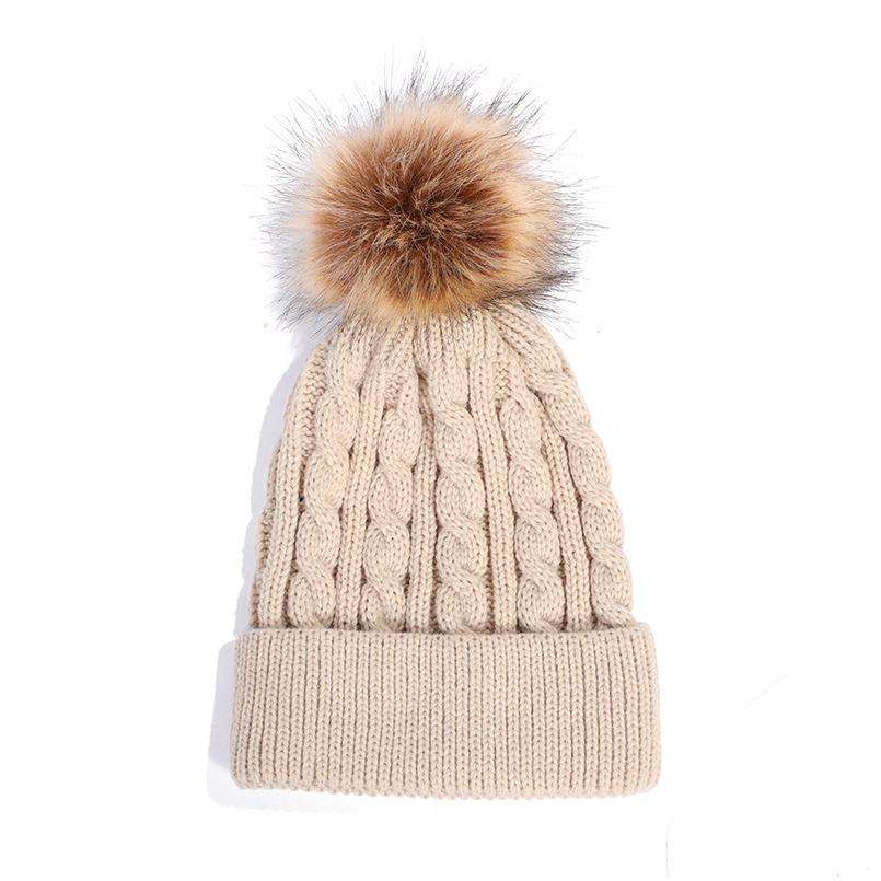 Winter Cable Knit Pom Pom Beanie – Thick Warm Cuffed Design
