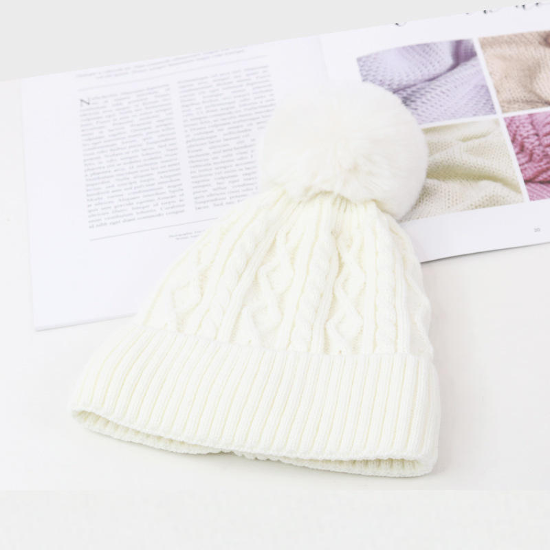 Winter Pom-Pom Cable Knit Beanie in Multiple Colors
