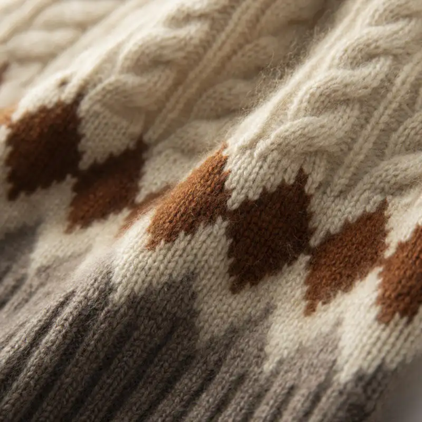 Winter Cable Knit Cuffed Pom Pom Beanie with Faux Fur Ball