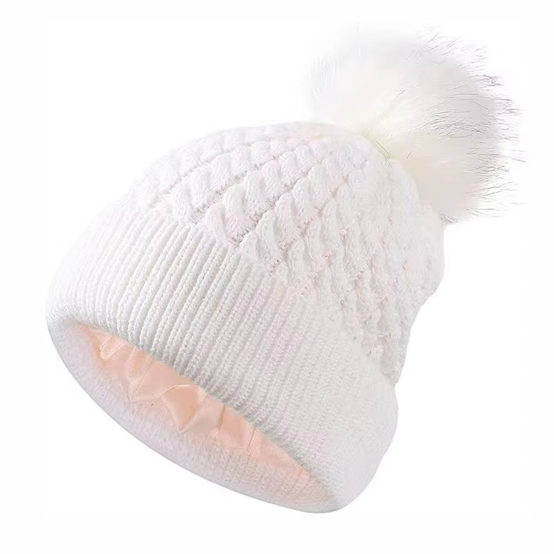 Warm Cable Knit Winter Pom Pom Hat – Unisex Snow Beanie Cap