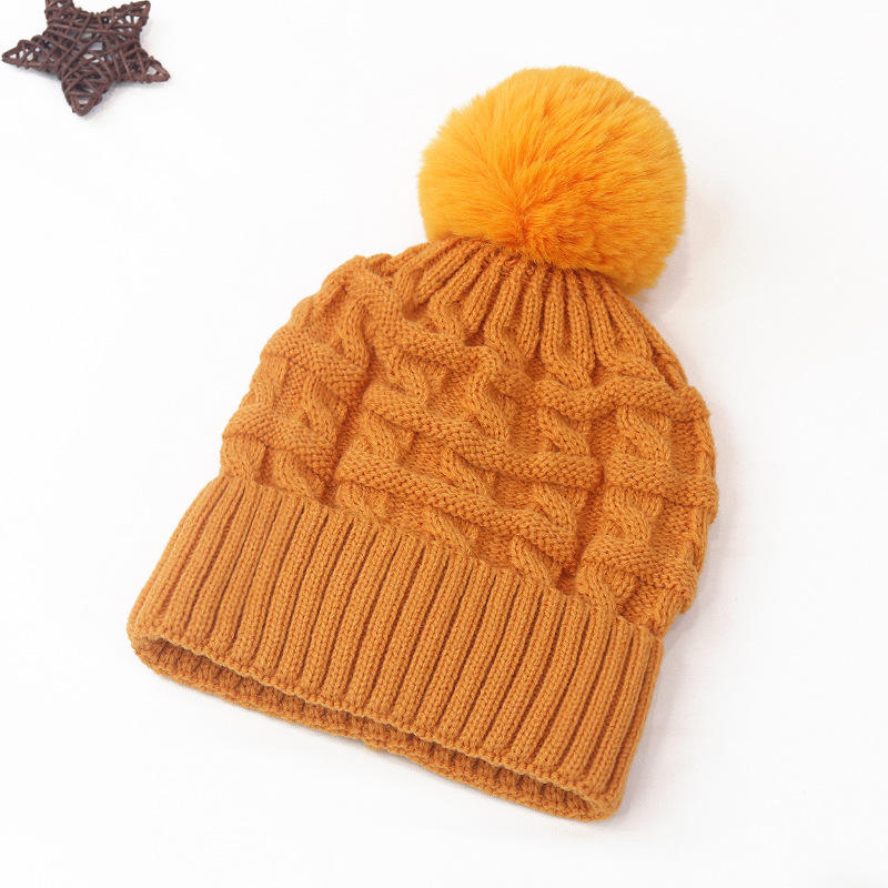 Winter Cable Knit Cuffed Beanie with Faux Fur Pom Pom for Women and Men