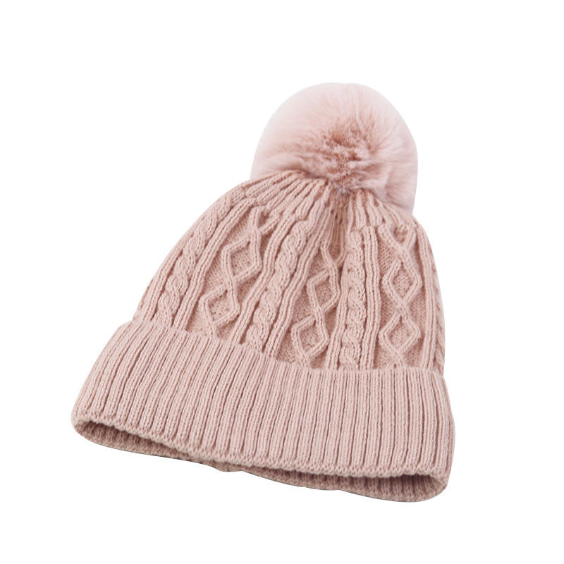Winter Pom-Pom Cable Knit Beanie in Multiple Colors