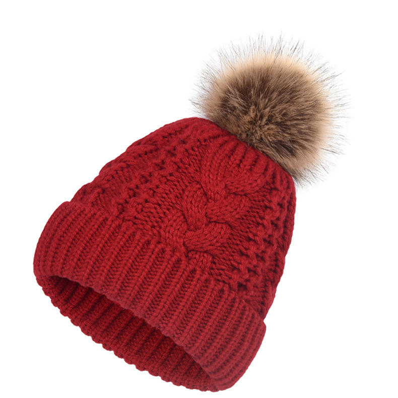 Winter Warm Cable Knit Beanie with Faux Fur Pom – Cuffed Soft Wool Hat
