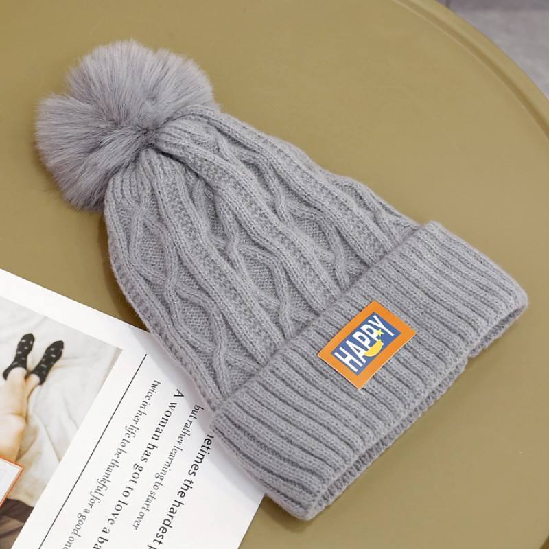 Winter Knit Pom Pom Beanie Hat – Soft Cable Knit Warm Skull Cap