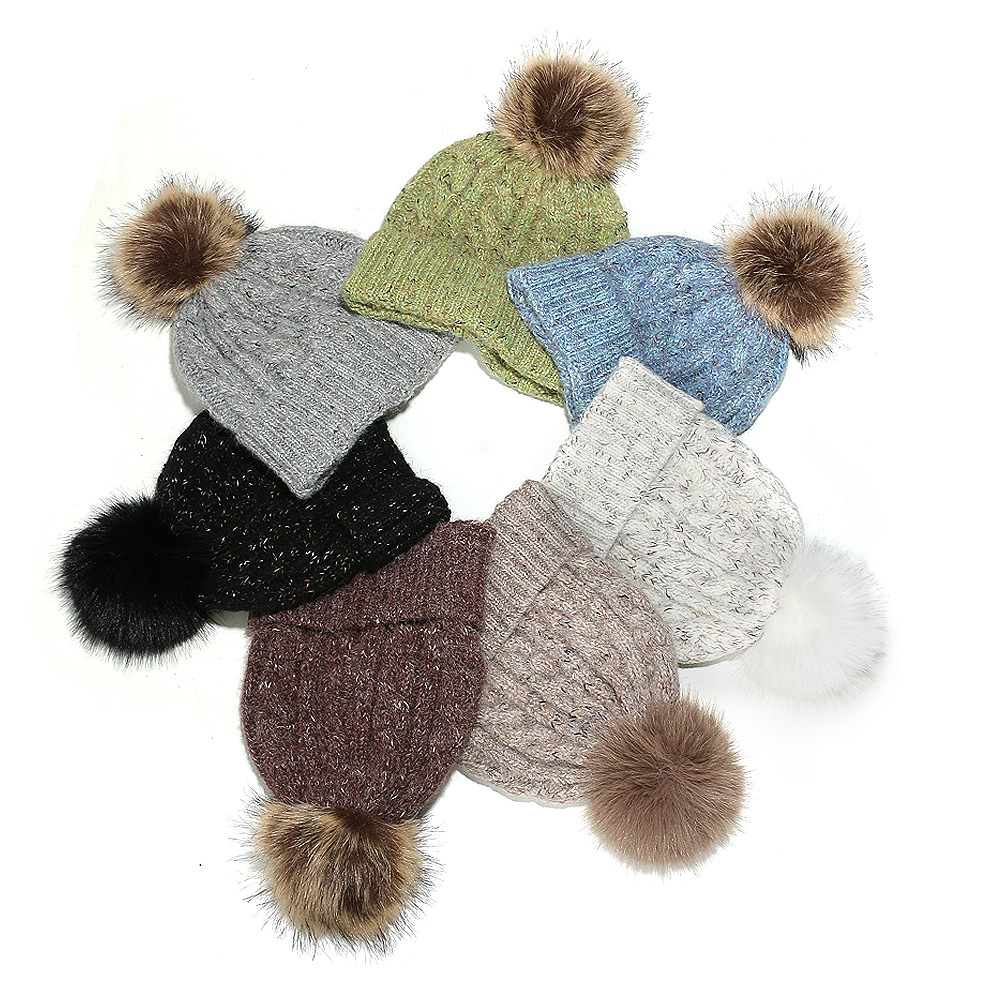 Winter Cable Knit Pom Pom Beanie Hat Collection