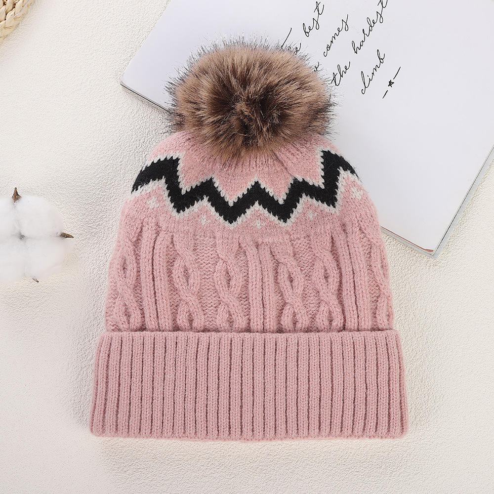Winter Cable Knit Cuffed Beanie with Faux Fur Pom Pom for Women and Men