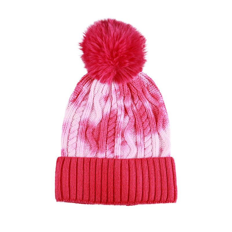 Winter Cable Knit Pom Pom Beanie Hat