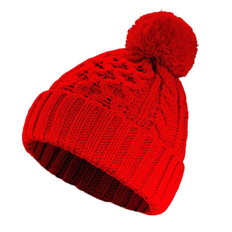 Winter Knit Pom Pom Beanie Hat – Soft Warm Cable Knit Hat for Adults