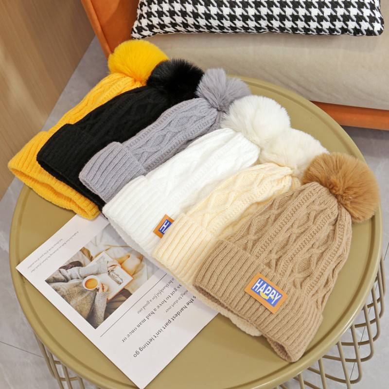 Winter Knit Pom Pom Beanie Hat – Soft Cable Knit Warm Skull Cap