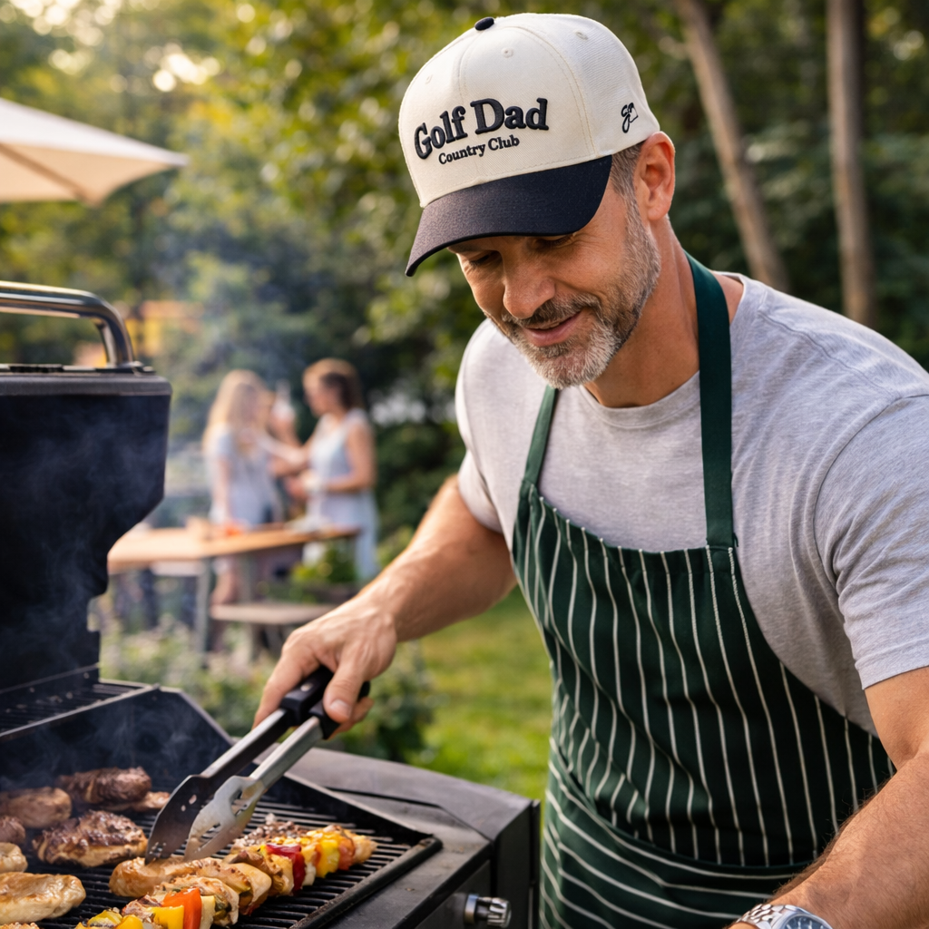 Beige and Black Golf Dad Country Club Embroidered Baseball Cap