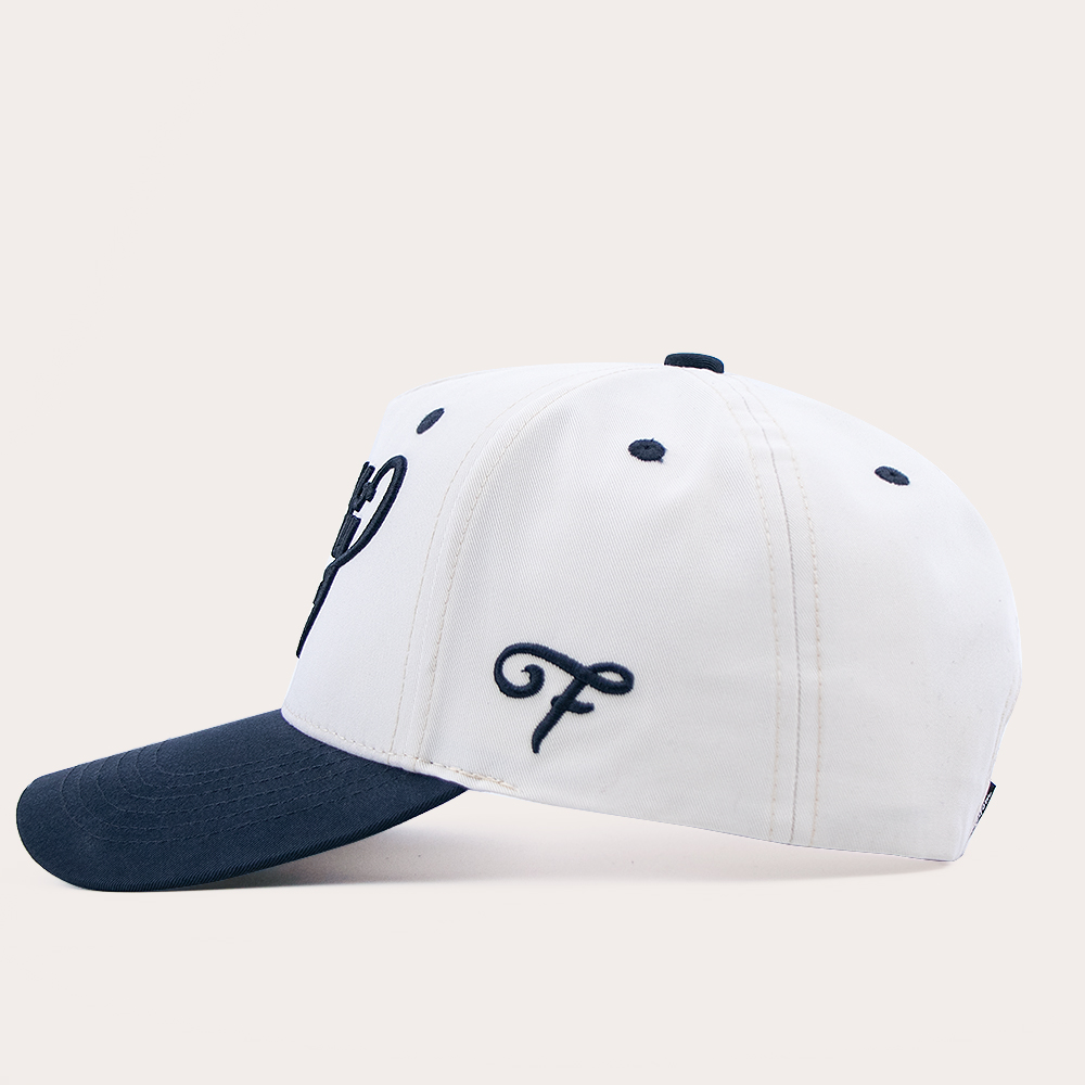 Two Tone 5 Panel Cotton Twill Baseball Cap with 3D Embroidered Script Logo