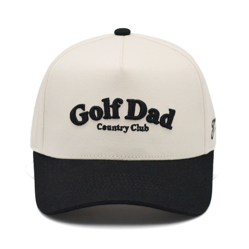 Beige and Black Golf Dad Country Club Embroidered Baseball Cap