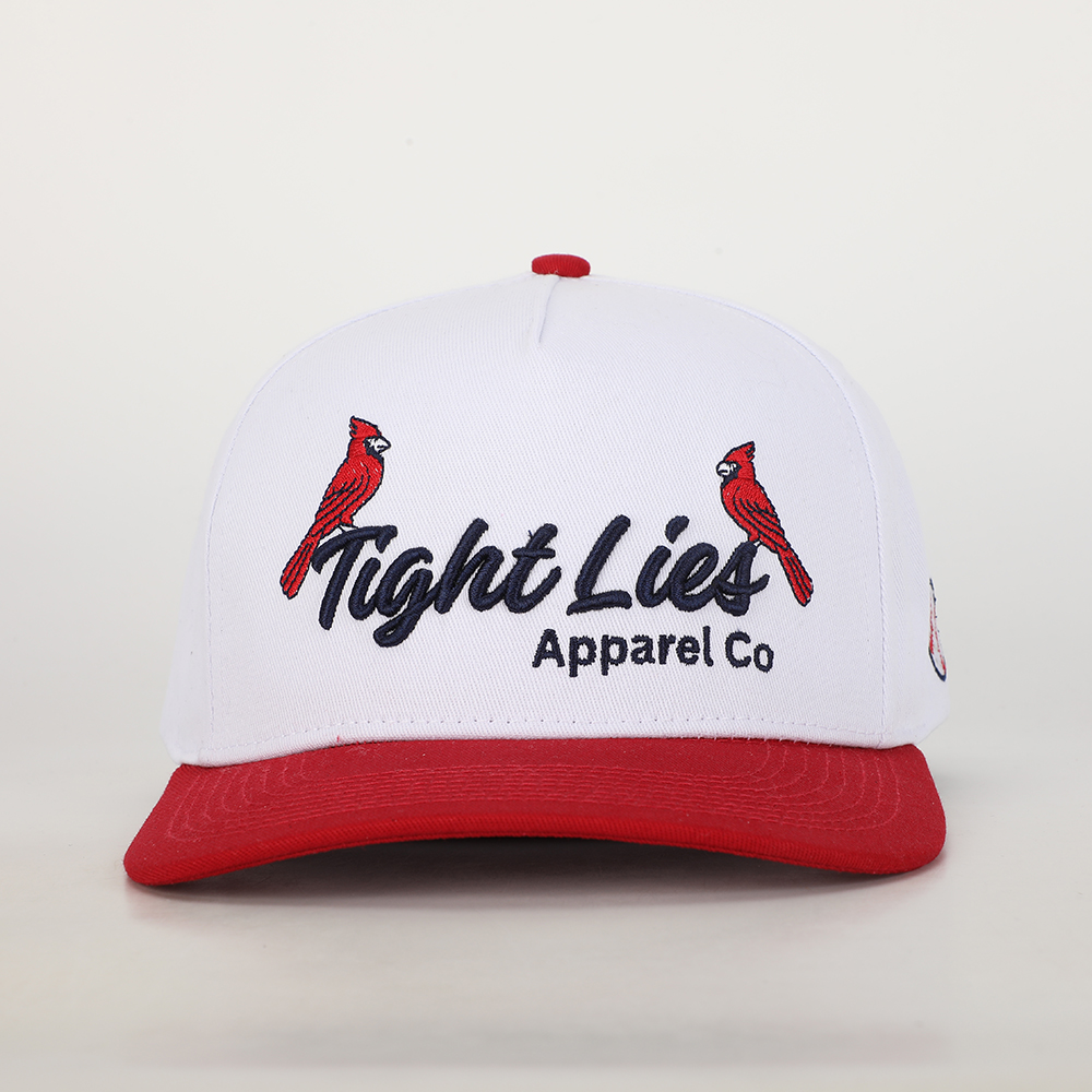 Cardinal Bird Script Logo White and Red Two Tone Baseball Cap
