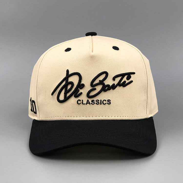 Two Tone Embroidered Logo Baseball Cap Cotton Twill Adjustable Snapback Hat