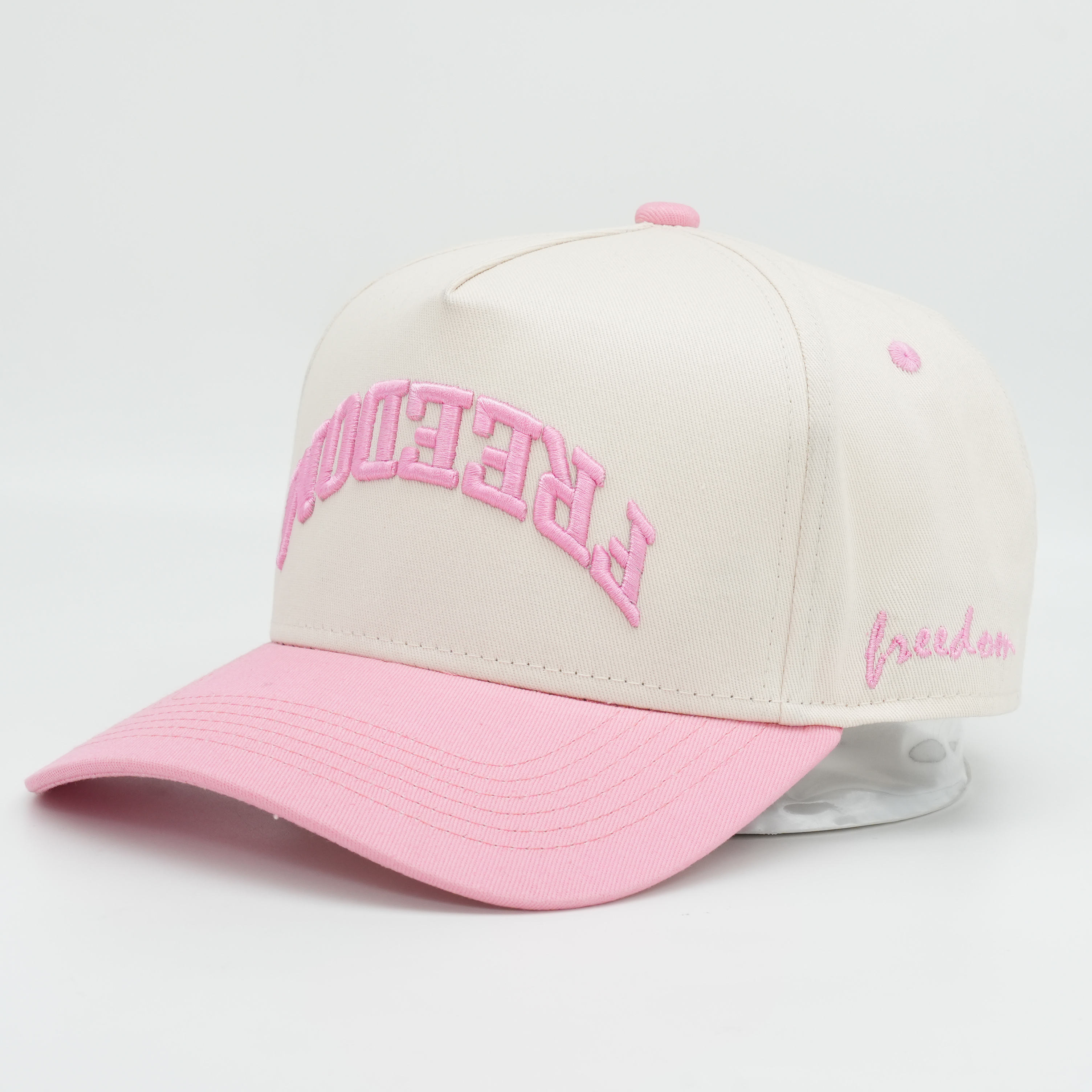 Two-Tone 5 Panel Cotton Twill Baseball Cap with Raised 3D Logo