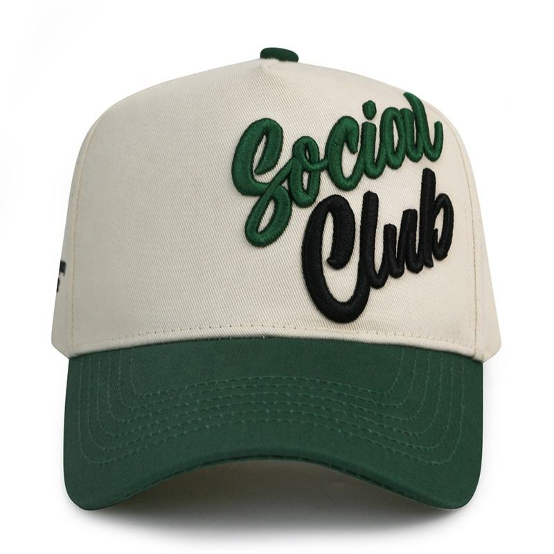 Two Tone 5 Panel Cotton Twill Baseball Cap with 3D Embroidery Logo