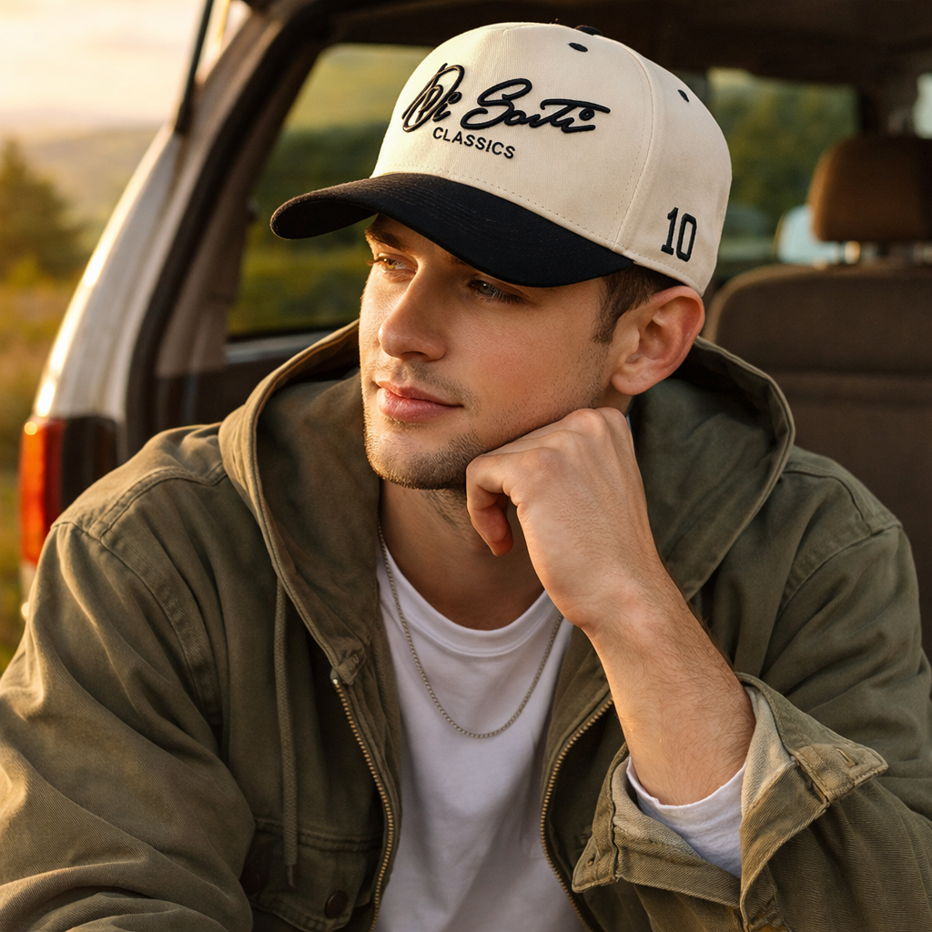 Two Tone Embroidered Logo Baseball Cap Cotton Twill Adjustable Snapback Hat