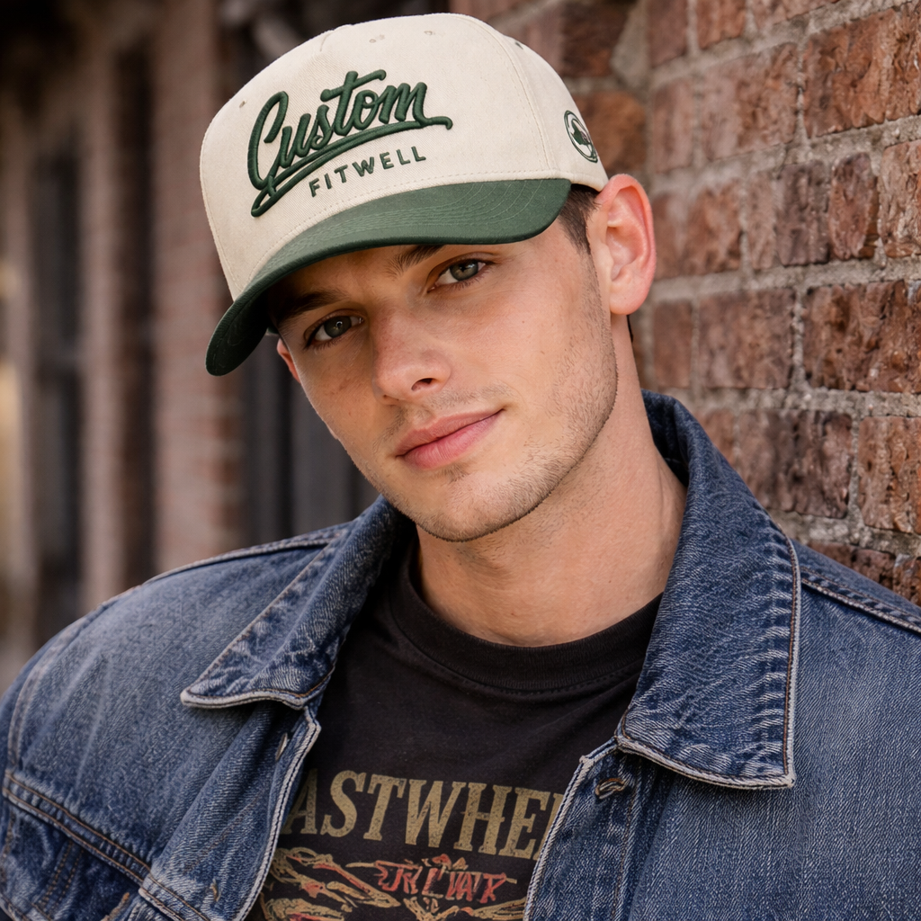 Two Tone Embroidered Script Logo Baseball Cap Cotton Twill Casual Hat