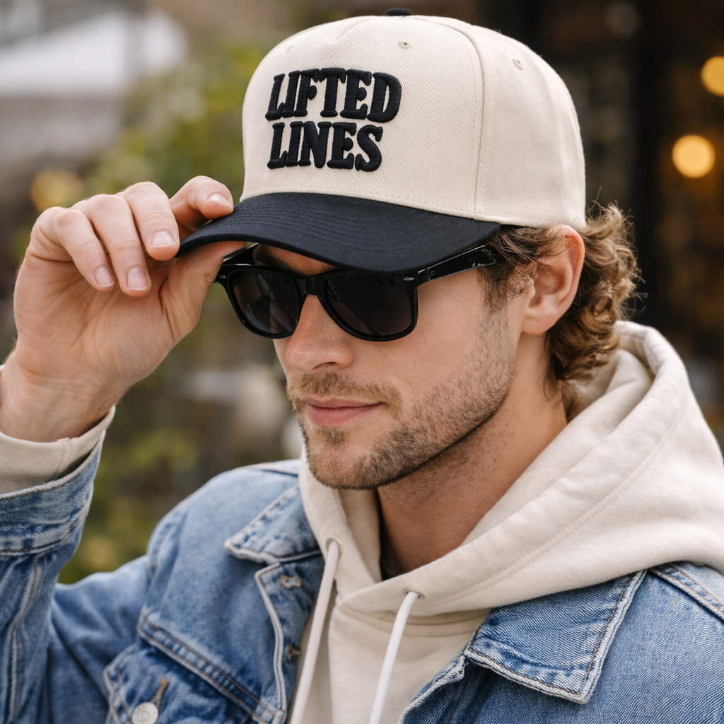 Two-Tone 5-Panel Cotton Twill Baseball Cap with 3D Embroidered Lettering