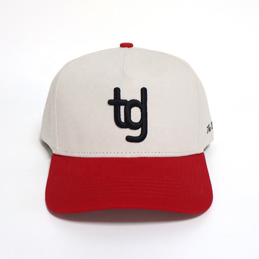 Two-Tone 5 Panel Cotton Twill Baseball Cap with Raised Logo